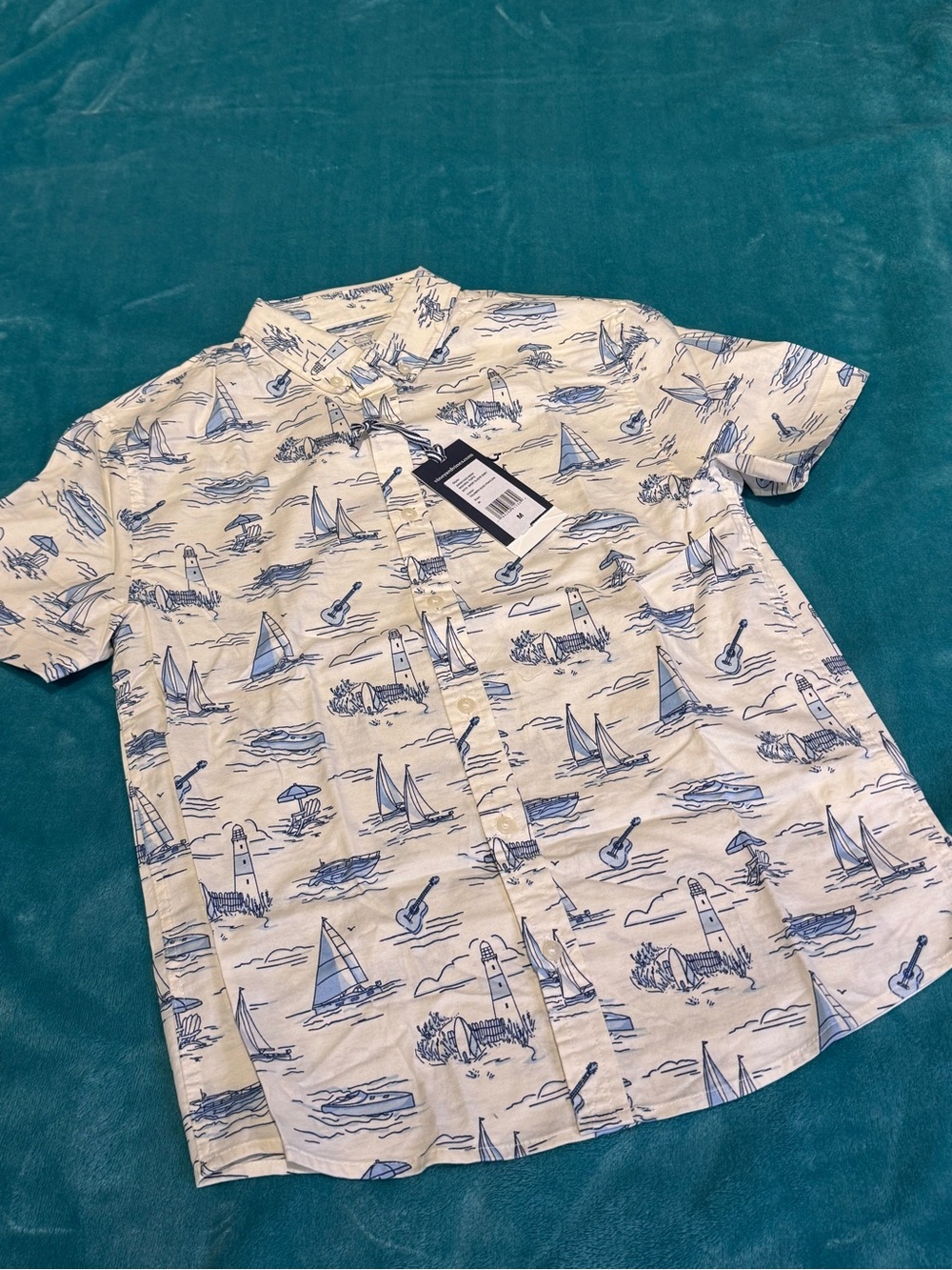 Vineyard Vines Boy’s Short Sleeve Nautical Print Shirt - Size M